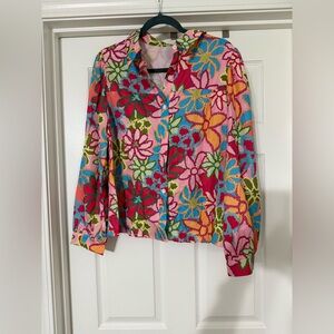 New colorful flower print blouse long sleeve.